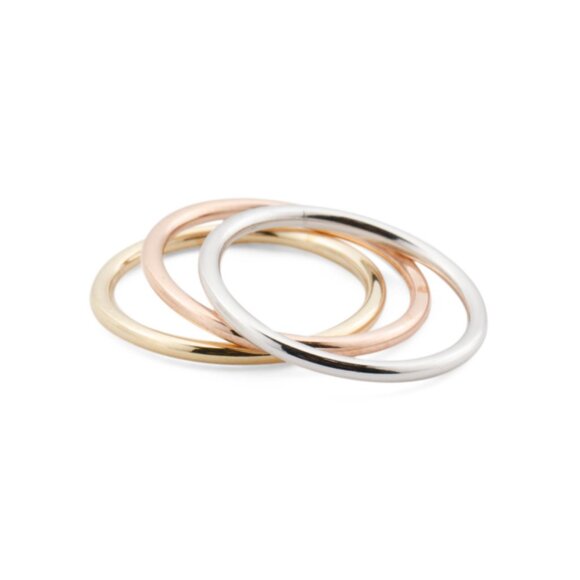 MIA FIORE Tricolor Gold Made In Italy 14kt Gold Tri Colored Set Of Three Rings - Picture 1 of 2